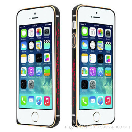 Arc-shaped Flame Bumper for iPhone 5S/5, Arc-shaped Design+Unique Cameo+Gold Edge on Both Sides